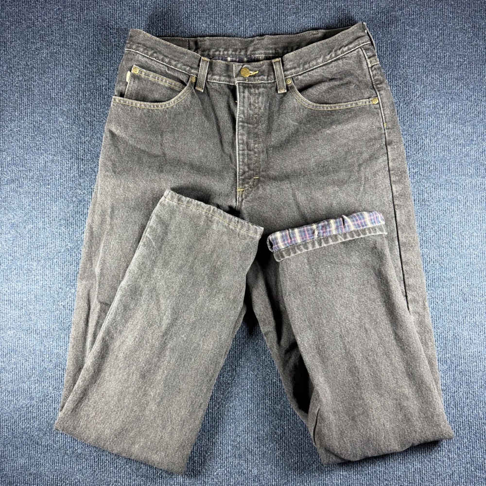 LL Bean Double L Flannel Lined Jeans Mens 34x34 16.25in Black